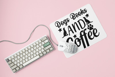 Rushaan Dogs Books And Coffee -printed Mousepads for pet lovers Non Slip Base Mousepad(White)