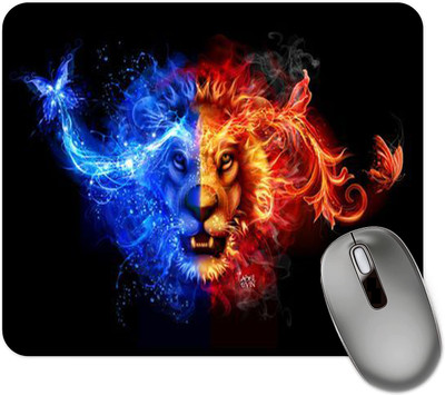 dk printing Angry Lion Two Color Printed Mouse Pad Mousepad(Black)