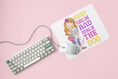 Rushaan Keep calm and Walk The Dog-printed Mousepads for pet lovers Mousepad(White)