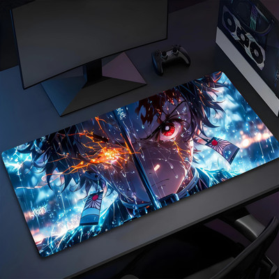 Eshaaver Laptop/Desktop Mat Demon slayer Animie Tanjiro Printed Anti-Fray Cloth -HQDS051 Non Slip Base Mousepad(Multicolor)