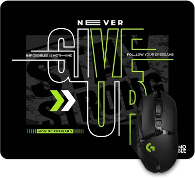 MEMORABLE Mouse Pad, Printed Gaming Waterproof Anti Skid Rubber Base for Desktop, Laptop Mousepad(Never Give UP, Neon Curve, Natural, Marble)