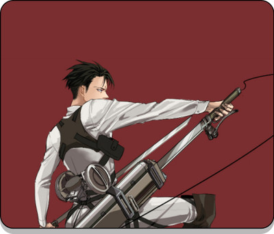 DigiMinds Captain Levi Anime Mouse Pad Size 23 X 19 Cm Non Slip Base Mousepad(Red, Black)