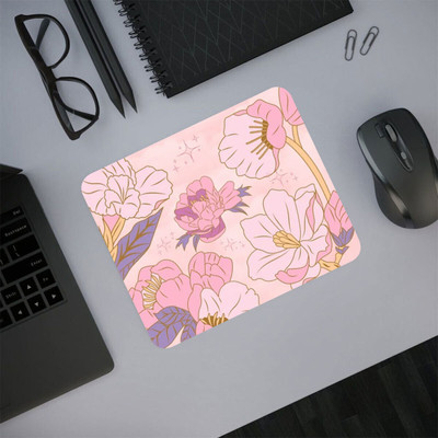 Millionminds 3 MM Rubber Base Printed Anti-Slip Gaming Mouse Pad for Computer/Laptop (M251) Non Slip Base Mousepad(Pink)