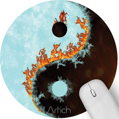 Artich Designer Gaming Mouse Pad for Office Laptop Super Soft Non-Slip Rubber Base Non Slip Base Mousepad(Fire & Ice)