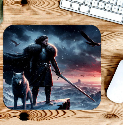 Gfylo Jon Snow of Game of Thrones Printed Mouse pad Smooth Surface and anti-Slip Mousepad(Multicolor)