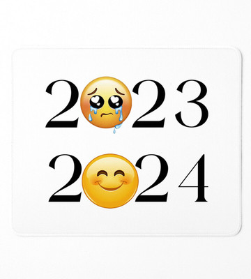 HopOffer No More 2023 Only 2024, New Year Printed Mousepad Non Slip Base Mousepad(White)