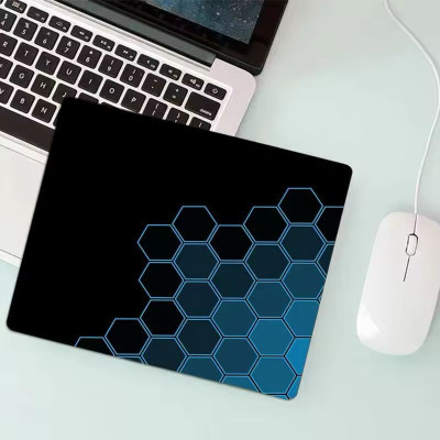 Anjtech Blue Lumina Hexa Mousepad Non Slip Base Mousepad(Black, Blue)