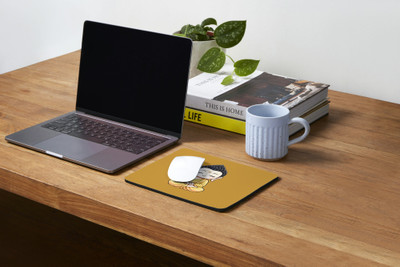 Zipcartz Buddha Printed Mouse Pad for Work & Study Desk, High-Quality Print, Non Slip Base Mousepad(Yellow)