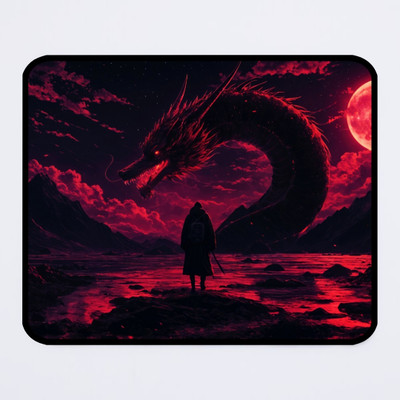 KAIZER Mousepad Dragon Red Themed HD Print For Laptop/PC Non Slip Base Mousepad(Multicolor)