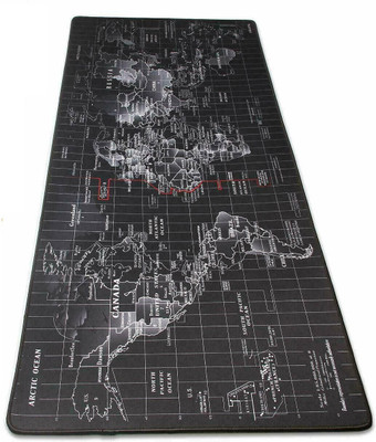 Xydrozen World Map Large Mouse Mat for Laptop, Computer & Desk Non Slip Base Mousepad(Black)