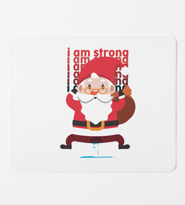 HopOffer Strongest Santa: Unique Crafted MousePad Gift For Boys Girls Non Slip Base Mousepad(White)