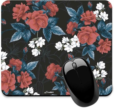 FirseBUY Red Rose Pattern Printed Non-Slip Rubber Base Mousepad for Laptop / Computer Mousepad(Multicolor)