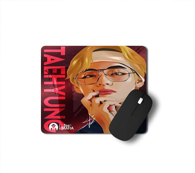 Tee Mafia mp_Taehyung Non Slip Base Dual Sided Mousepad(Red, Brown)