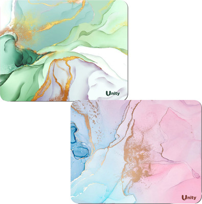 UNITY Combo of Marble Printed Desktp Mat, Non Slip Base Mousepad(Rose Gold & Green)