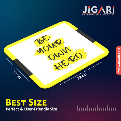 JIGARI Be Your Own Hero Printed | Non Slip Ruber | Heat Resistant | Waterproof | Non Slip Base Mousepad(White, Yellow)