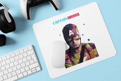 Rushaan Captain America face- Printed animated Mousepad for animation lovers Mousepad(White)