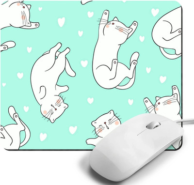 Printile MOUSE PAD 0.7 Non Slip Base Mousepad(White&Cyan)