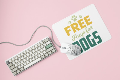 Rushaan Free hugs for dogs -printed Mousepads for pet lovers Non Slip Base Mousepad(White)