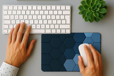 Mj trades Honey Comb Blue Black Mousepad Non Slip Base Mousepad(Black, Blue)
