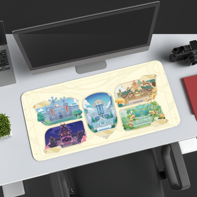TheCommonCart Video Game Desk Mat Large (60cm x 28cm x 3mm) Extended Mouse Pad, Desk Mat Non Slip Base Mousepad(Genshin Maps)