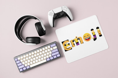 Rushaan Emoji Pattern in Alphabets- Emoji Printed Mousepad For Emoji Lovers Mousepad(White)