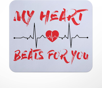 LASTWAVE My Heart Beats For You, Graphic Printed Mousepad for Laptop, Computer, PC Non Slip Base Mousepad(Multicolor)