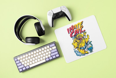 Rushaan I hate cat - Printed animated Mousepad for animation lovers Non Slip Base Mousepad(White)