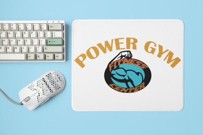 Rushaan Power Gym, Fitness Center, (BG Yellow, Orange and White) - Printed Mousepad Non Slip Base Mousepad(White)
