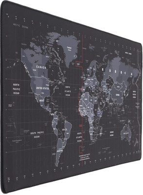 VDNSI World Map Extended Anti Slip Rubber Gaming Stitched Mouse, Desk Mat for Laptop Non Slip Base Mousepad(Black)