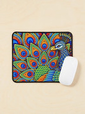 Aaltu Faltu Colorful Paisley Peacock – Rainbow Bird Art Mouse Pad Non Slip Base Mousepad(Multicolor)