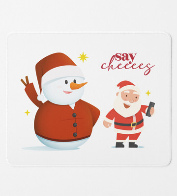 HopOffer Selfie Santa : Beautifully Crafted MousePad Gift For Secret Santa Non Slip Base Mousepad(White)