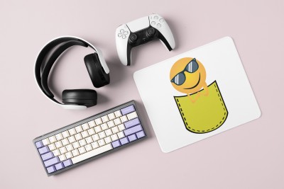 Rushaan Chilling Emoji Inside the Pocket- Emoji Printed Mousepad For Emoji Lovers Mousepad(White)