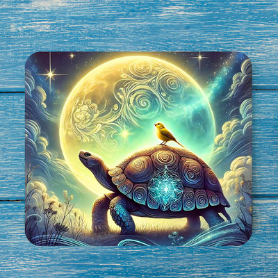 CASAVA HM STORE Turtle and Moon Fantasy Art Mouse Pad – 22x18 cm | Inspired Design Non Slip Base Mousepad(Multicolor)