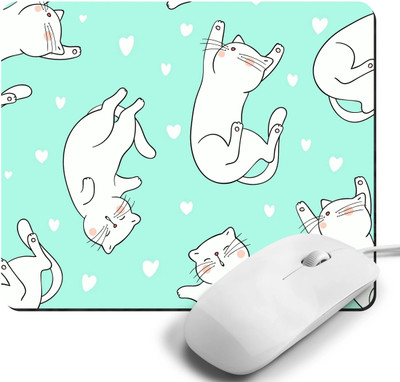 Printile MOUSE PAD 0.6 Non Slip Base Mousepad(White&Cyan)