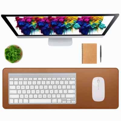 Octec Large PU Leather Mouse Pad - Waterproof Non-Slip Gaming Mat (80cm x 30cm) Non Slip Base Dual Sided Mousepad(Brown)