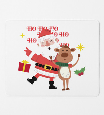 Rushaan Santa & Reindeer : Funny & Cute Crafted MousePad Non Slip Base Mousepad(White)