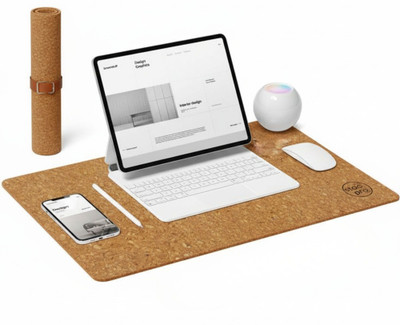 Stacpro Cork Laptop Mat for Work, Study & Laptop Use Non Slip Base Dual Sided Mousepad(Tan)