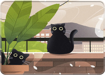 Trading Mantras Large Cat Balcony Extended Mouse Pad, 3mm Non-Slip, 23x19cm - Ideal for Office Non Slip Base Mousepad(Leaf Green)