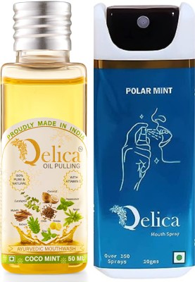 Qelica Coco Mint Oil Pulling And Polar Mint Mouth Freshener Spray For Oral Care - Polar Mint & Coco Mint(60 ml)