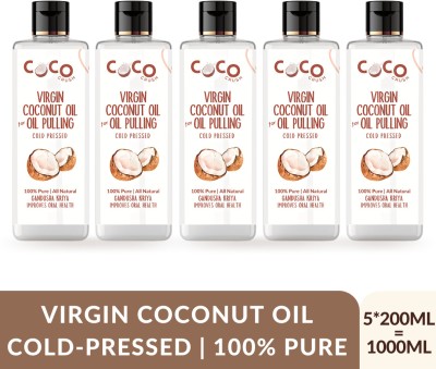 COCO CRUSH Coconut Oil for Oil Pulling, Cold-pressed & Extra Virgin | Gandusha Kriya - Coconut(1 L)
