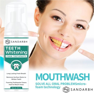 Sandarbh Teeth Whitening Foam For Fresh Breath and Remove Stains - Fresh Mint(60 ml)