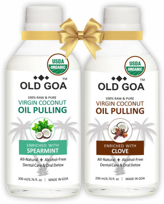 OLD GOA OIL PULLING | COMBO | SPEARMINT 200 ML AND CLOVE 200 ML | ORGANIC PRODUCT - Clove, Spearmint(400 ml)