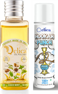Qelica Coco Mint Oil Pulling With Vitamin E And Polar Mouth Freshener Spray - Polar & Coco Mint(60 ml)