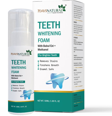 7days natural Teeth Whitening Foam | Gutka Stain & Yellow Teeth Remove Natural ingredients Teeth Whitening liquid(50 ml)