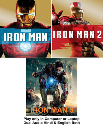 Iron Man 1 , 2 , 3 (3 Movies) in Hindi & English both play only in Computer or Laptop HD Quality without Poster(DVD Hindi)