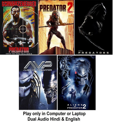 Predator 1 to 3 & Alien vs Predator 1 & 2 (5 Movies) in Hindi & English both play only in Computer or Laptop HD Quality without Poster(DVD Hindi)