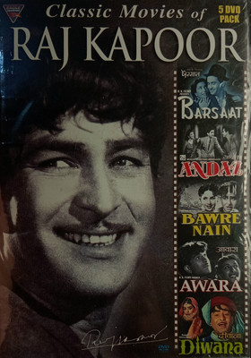CLASSIC MOVIES OF RAJ KAPOOR - BARSAAT, ANDAZ, BAWRE NAIN, AWARA, DIWANA(DVD Hindi)