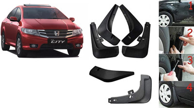 Uneestore Front Mud Guard, Rear Mud Guard For Honda City 2011(Black)