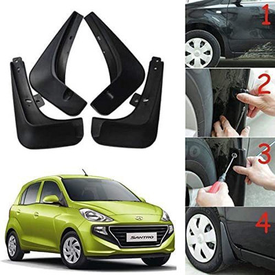 Gee Cee Front Mud Guard, Rear Mud Guard For HYUNDAI Santro 2018, 2019, 2020, 2021(Black)