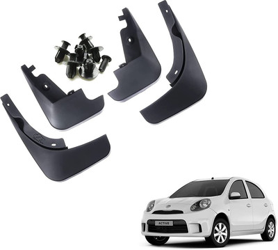 Gee Cee Front Mud Guard, Rear Mud Guard For Nissan Micra Active NA(Black)